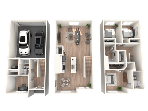 Floor plan for 4 beds, 3 baths, 1850 sqft